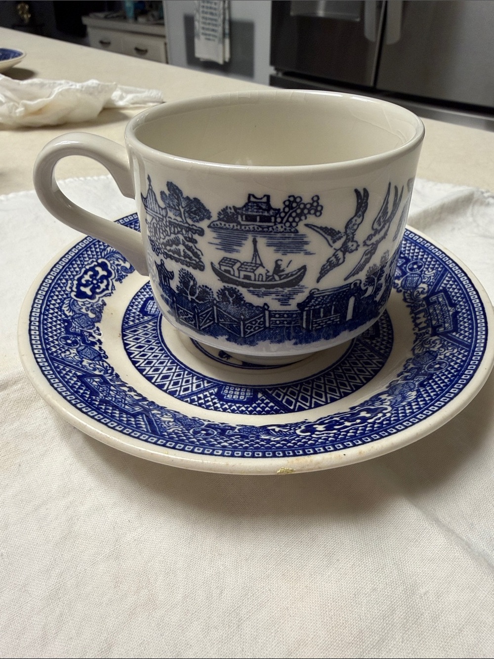 Vintage Churchill blue willow made in England teacup and saucer 101